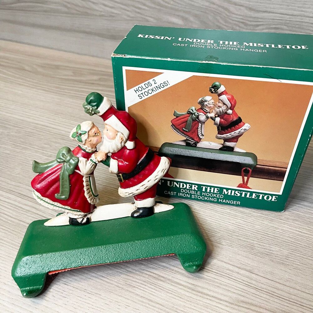 Midwest Kissing Under the Mistletoe Cast Iron Double Stocking Holder w/ Box
